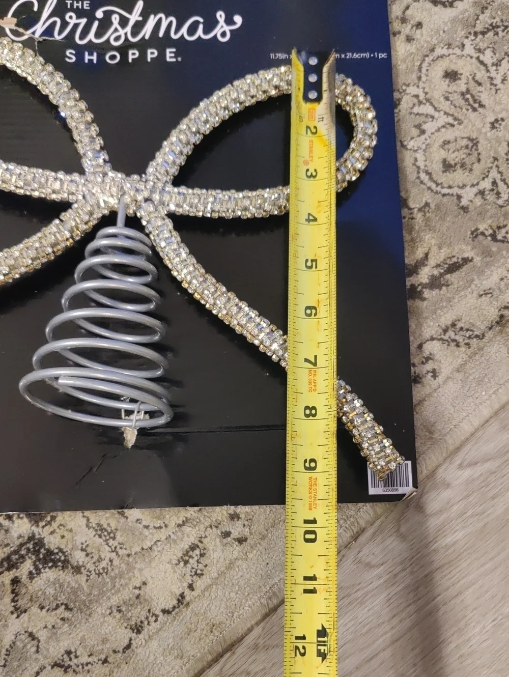 New!Silve-tone Bow Tree Topper Rhinestone Christmas Holiday Deco Y2K Cottagecore
